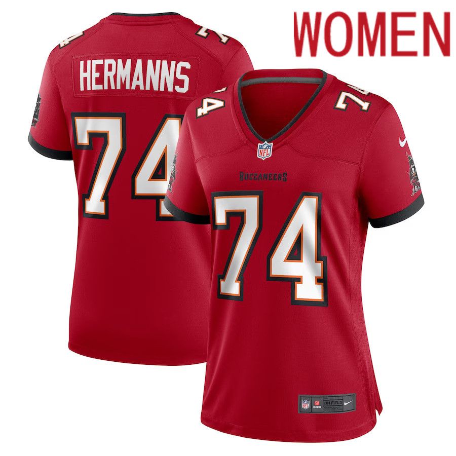 Women Tampa Bay Buccaneers #74 Grant Hermanns Nike Red Home Game Player NFL Jersey->women nfl jersey->Women Jersey